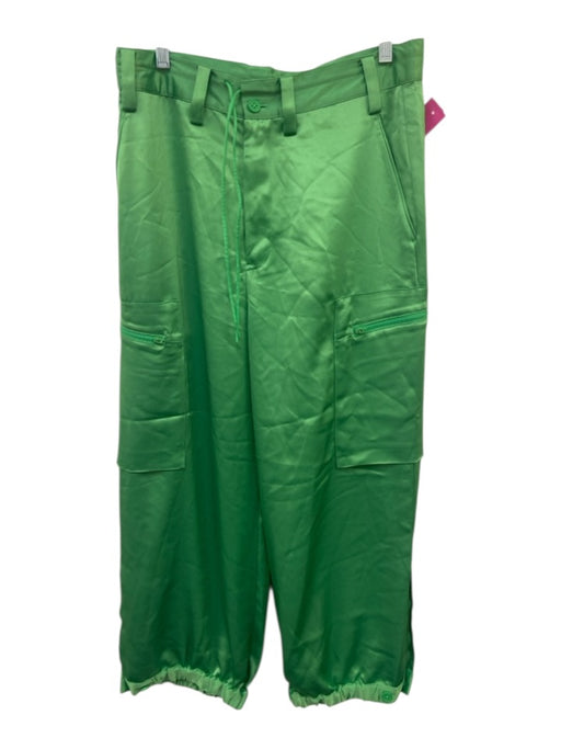 Y-3 Size S Green Triacetate Blend Satin Cargo Zip Pocket Jogger Pants Green / S