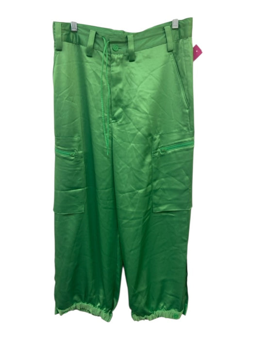 Y-3 Size S Green Triacetate Blend Satin Cargo Zip Pocket Jogger Pants Green / S