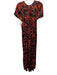 Anthropologie Size XS Red & Black Viscose Floral Smocked Waist Surplice Jumpsuit Red & Black / XS