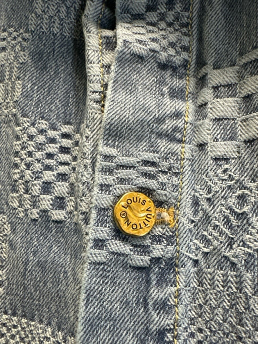 Louis Vuitton Size 38 Med Light Wash Cotton Denim puckered Checkerboard Top Med Light Wash / 38