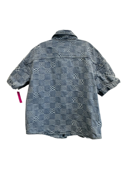 Louis Vuitton Size 38 Med Light Wash Cotton Denim puckered Checkerboard Top Med Light Wash / 38