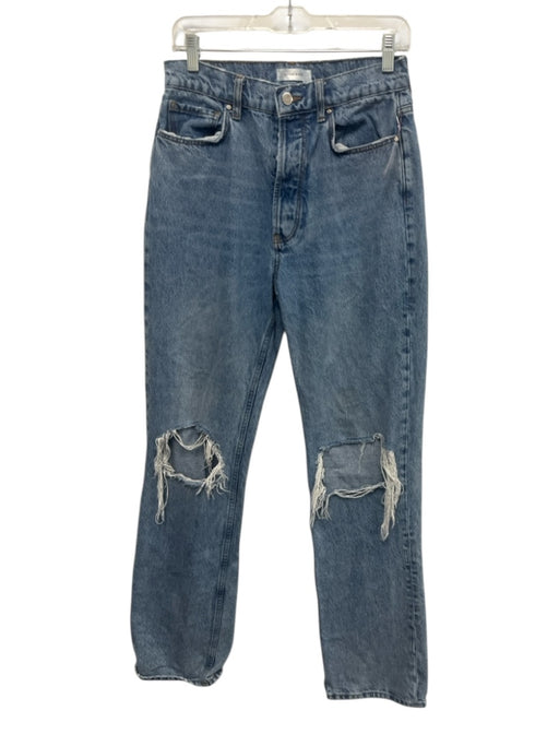 Anine Bing Size 28 Med Wash Cotton Denim Button Fly Ripped Knee High Rise Jeans Med Wash / 28