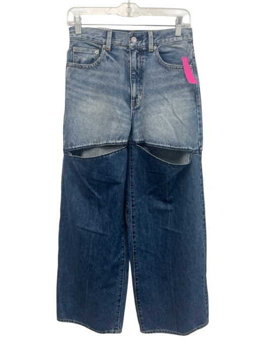 Moussy Size 1/S Med Dark Wash Cotton Denim Zip & Button Color Block Cutout Jeans Med Dark Wash / 1/S