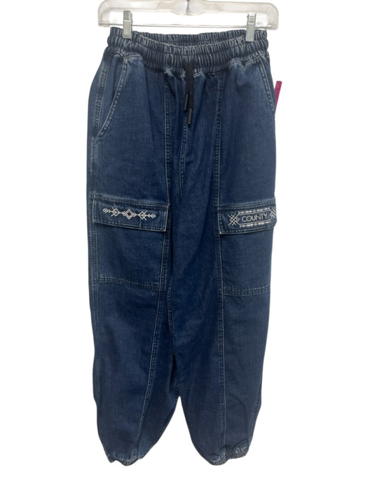 Marcelo Burlon Size M Dark Wash Cotton Denim Elastic Waist Paneled Cargo Jeans Dark Wash / M