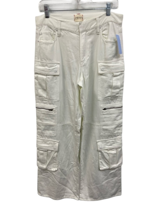 Alice + Olivia Jeans Size 29 White Cotton Blend High Rise Cargo Pockets Pants White / 29