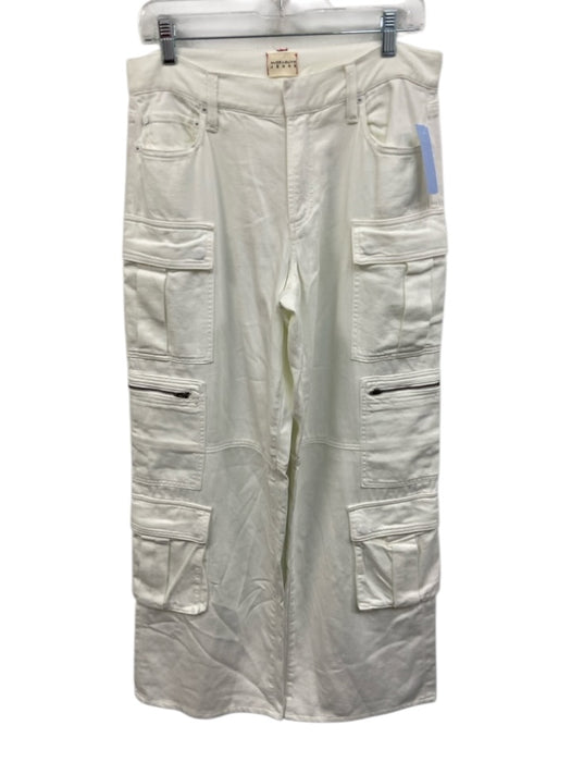 Alice + Olivia Jeans Size 29 White Cotton Blend High Rise Cargo Pockets Pants White / 29