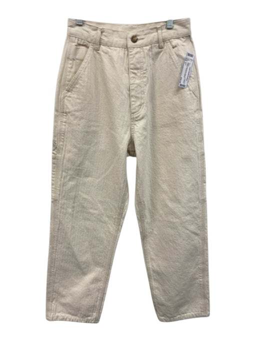 Thrills Size 4 Beige Cotton Denim High Rise Ribbed Pockets Tapered Jeans Beige / 4