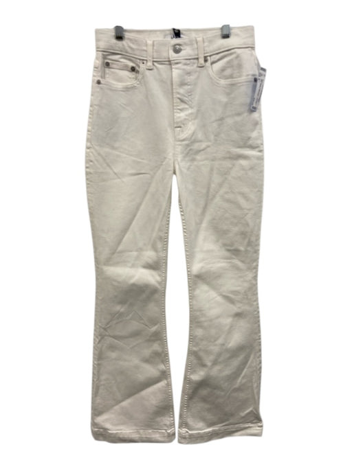 Spanx Size 6 White Cotton Denim High Rise Flare Pockets Jeans White / 6