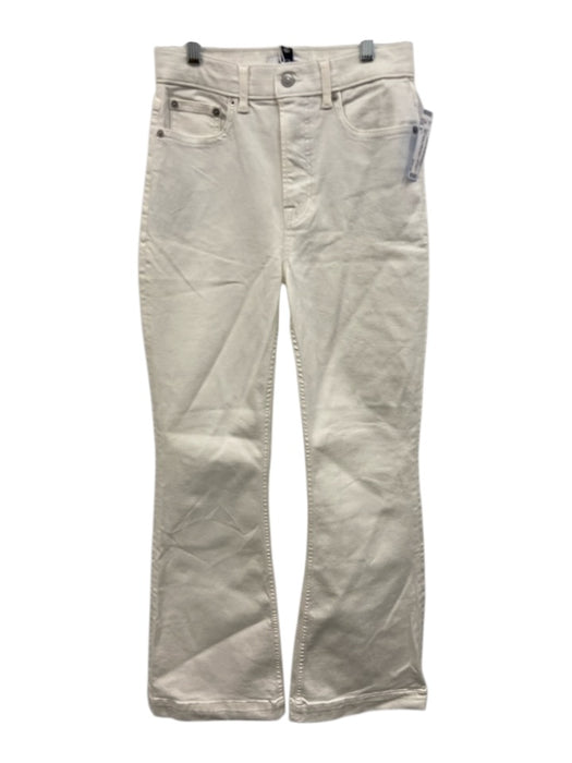 Spanx Size 6 White Cotton Denim High Rise Flare Pockets Jeans White / 6