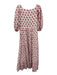 Victoria Dunn Size XS Pink & White Cotton Half Puff Sleeve Floral Maxi Dress Pink & White / XS