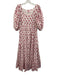 Victoria Dunn Size XS Pink & White Cotton Half Puff Sleeve Floral Maxi Dress Pink & White / XS