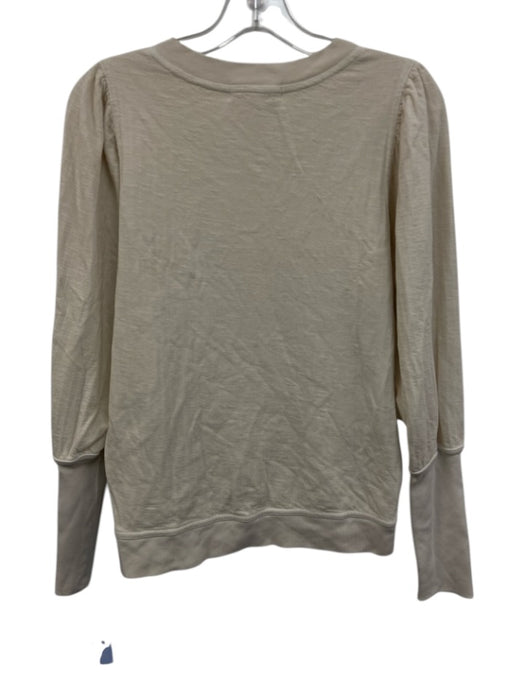 A Piece Apart Size Small Cream White Cotton Long Sleeve Puff Sleeve Sweater Cream White / Small