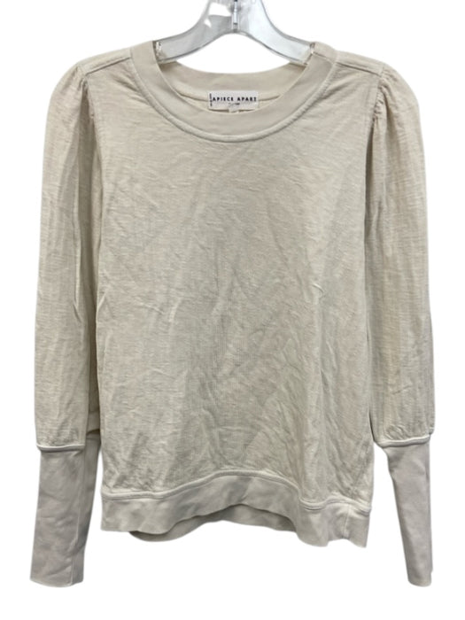 A Piece Apart Size Small Cream White Cotton Long Sleeve Puff Sleeve Sweater Cream White / Small