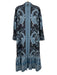 Trish Scully Size Large Blue & White Cotton Long Sleeve Floral Maxi Dress Blue & White / Large