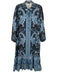 Trish Scully Size Large Blue & White Cotton Long Sleeve Floral Maxi Dress Blue & White / Large