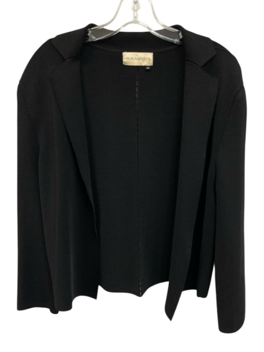M.M. Lafleur Size Medium Black Rayon Blend Long Sleeve Knit Collar Jacket Black / Medium