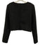 Hyacinth House Size XL Black Polyester Button Detail Tweed Back Zip Cropped Top Black / XL