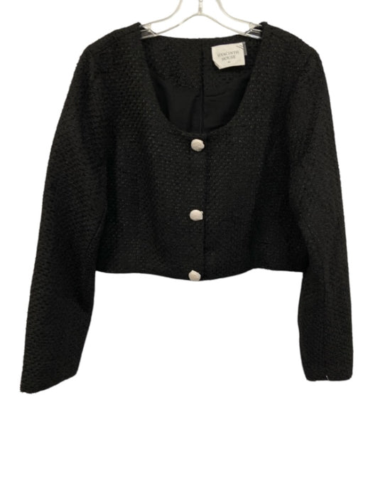 Hyacinth House Size XL Black Polyester Button Detail Tweed Back Zip Cropped Top Black / XL