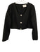 Hyacinth House Size XL Black Polyester Button Detail Tweed Back Zip Cropped Top Black / XL