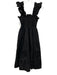 Hill House Size XXS Black Cotton Ruffle Cap Sleeve Shirred Tiered Midi Dress Black / XXS