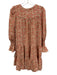 Pomander Place Size XS Pink, Green, White Rayon Blend Long Sleeve Floral Dress Pink, Green, White / XS