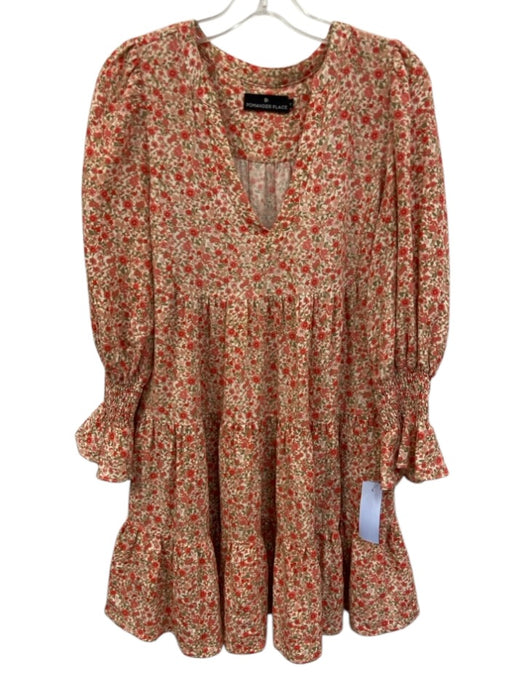 Pomander Place Size XS Pink, Green, White Rayon Blend Long Sleeve Floral Dress Pink, Green, White / XS