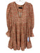 Pomander Place Size XS Pink, Green, White Rayon Blend Long Sleeve Floral Dress Pink, Green, White / XS