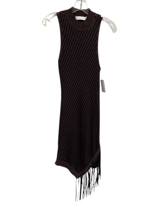 Jonathan Simkhai Size XS Purple Brown Sleeveless Open Knit Fringe Dress Purple Brown / XS