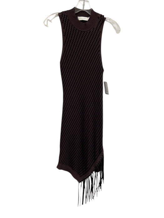 Jonathan Simkhai Size XS Purple Brown Sleeveless Open Knit Fringe Dress Purple Brown / XS