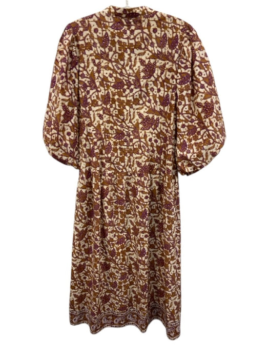 Love The Label Size Small Brown, Purple, White Cotton Long puff sleeve Dress Brown, Purple, White / Small