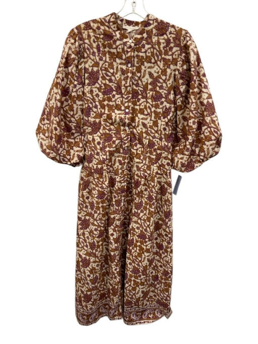 Love The Label Size Small Brown, Purple, White Cotton Long puff sleeve Dress Brown, Purple, White / Small
