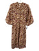 Love The Label Size Small Brown, Purple, White Cotton Long puff sleeve Dress Brown, Purple, White / Small