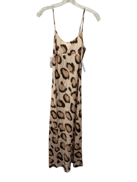 LNA Size XS Beige Rayon Blend Spaghetti Strap Animal Print Slip Dress Maxi Dress Beige / XS
