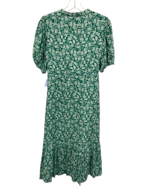 Hyacinth House Size XXS Green & White Short Sleeve Floral Button Front Dress Green & White / XXS