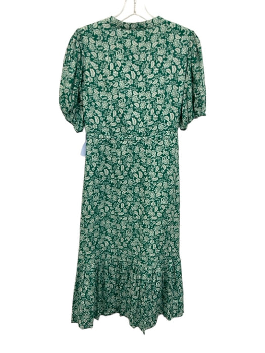 Hyacinth House Size XXS Green & White Short Sleeve Floral Button Front Dress Green & White / XXS