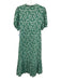 Hyacinth House Size XXS Green & White Short Sleeve Floral Button Front Dress Green & White / XXS