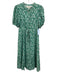 Hyacinth House Size XXS Green & White Short Sleeve Floral Button Front Dress Green & White / XXS