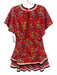 Alice + Olivia Size 8 Red, Yellow, Green Polyester Cap Sleeve Floral Dress Red, Yellow, Green / 8
