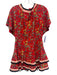 Alice + Olivia Size 8 Red, Yellow, Green Polyester Cap Sleeve Floral Dress Red, Yellow, Green / 8