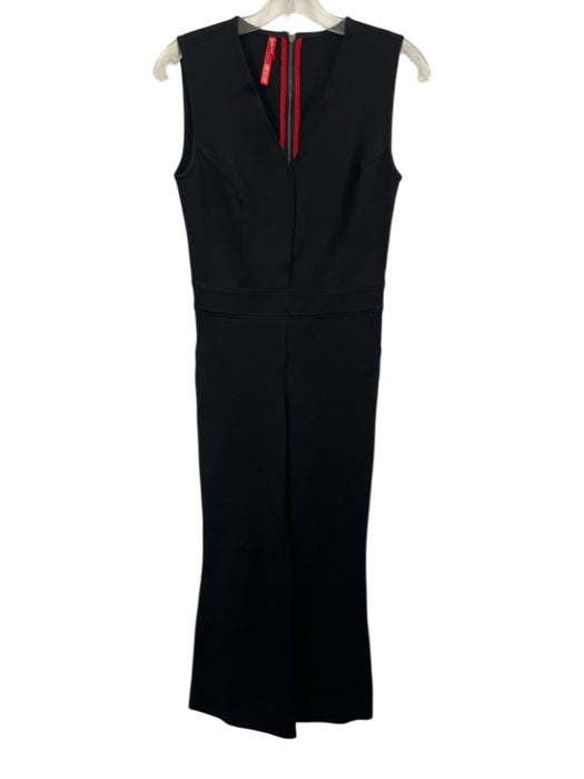 Spanx Size XS Black Sleeveless Split Neck Princess Seams Wide Leg Jumpsuit Black / XS