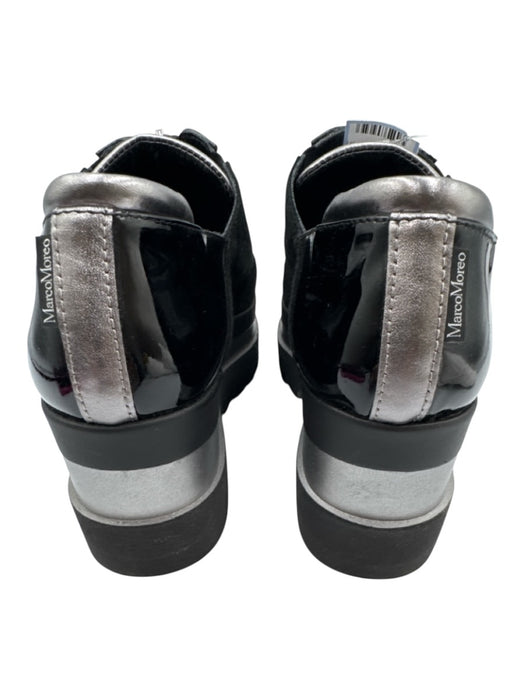 Marco Moreo Shoe Size 36 Black & Gunmetal Leather Upper Patent Leather Loafers Black & Gunmetal / 36