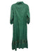 Fox & Hen Size S Green & Yellow Cotton Buttons Floral 3/4 Sleeve Midi Dress Green & Yellow / S