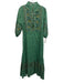 Fox & Hen Size S Green & Yellow Cotton Buttons Floral 3/4 Sleeve Midi Dress Green & Yellow / S