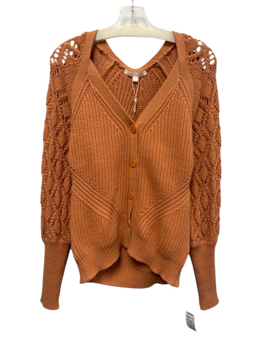 Jonathan Simkhai Size S Orange Cotton & Nylon Knit Long Sleeve Buttons Sweater Orange / S