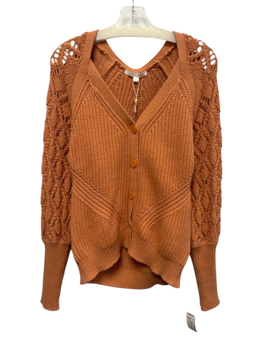 Jonathan Simkhai Size S Orange Cotton & Nylon Knit Long Sleeve Buttons Sweater Orange / S