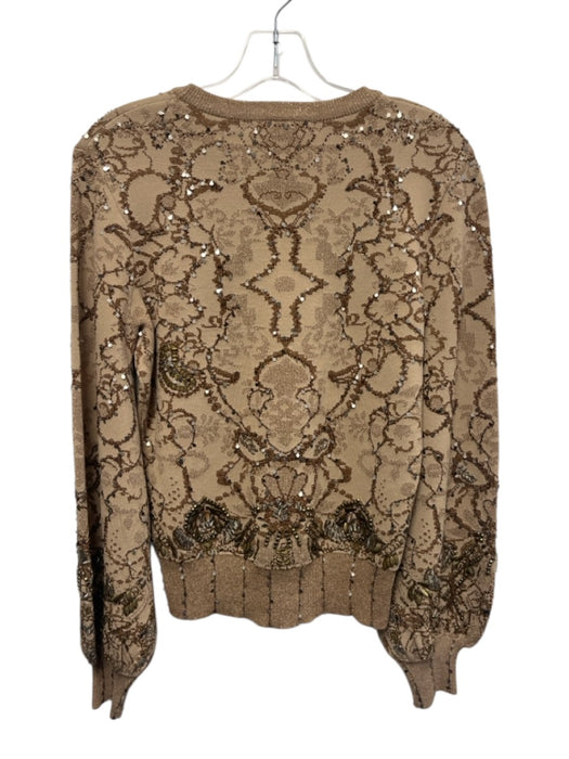 Jonathan Simkhai Size XS Beige, Brown, Silver Rayon & Nylon Long Sleeve Sweater Beige, Brown, Silver / XS