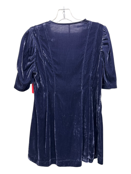 Free People Size S Purple Velvet Short Sleeve Paneled V Neck Baby Doll Dress Purple / S