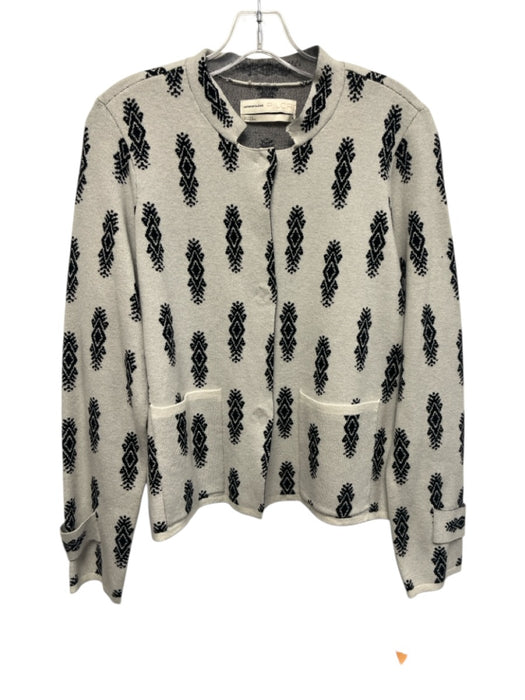 Pilcro Size M White & Black Viscose Blend Long Sleeve Snap buttons Sweater White & Black / M