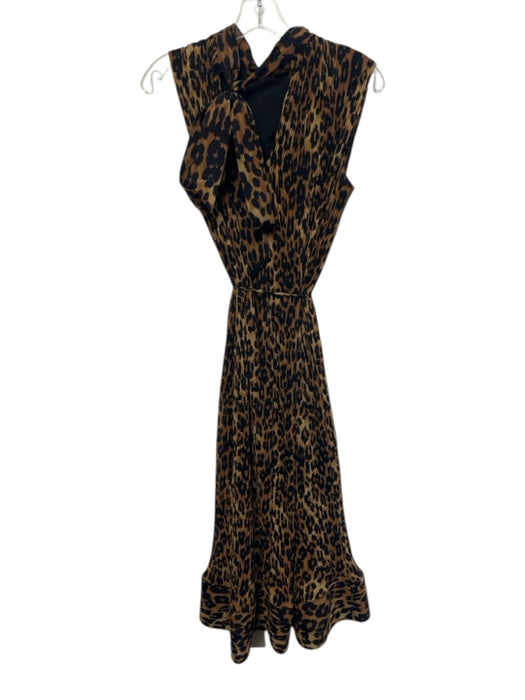 Milly Size 4 Brown & Black Polyester Sleeveless Pleats Cheetah Print Dress Brown & Black / 4