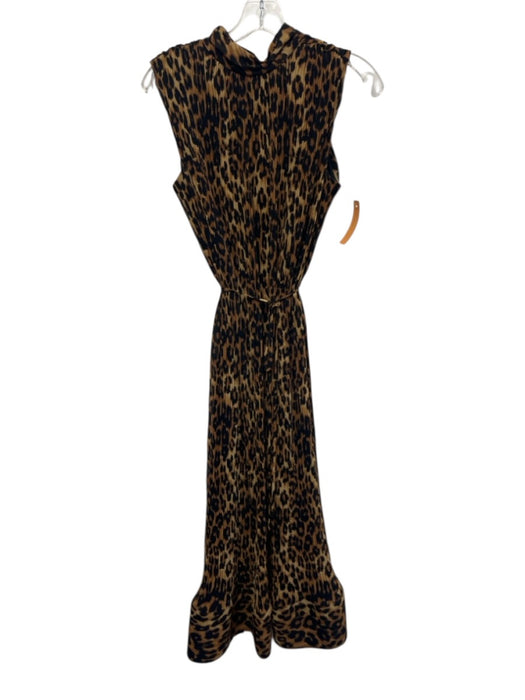 Milly Size 4 Brown & Black Polyester Sleeveless Pleats Cheetah Print Dress Brown & Black / 4